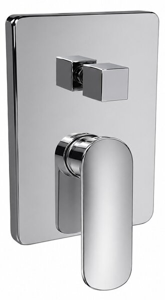 Mereo, Baterie duș încastrată Mereo cu derivator cu trei căi, Pego, Mbox, capac pătrat, cromat, MER-CB60157PC