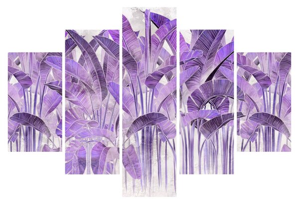 Tablou - Frunze violet în tencuială (150x105 cm)