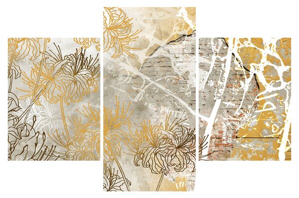 Tablou - Vintage perete cu flori (90x60 cm)