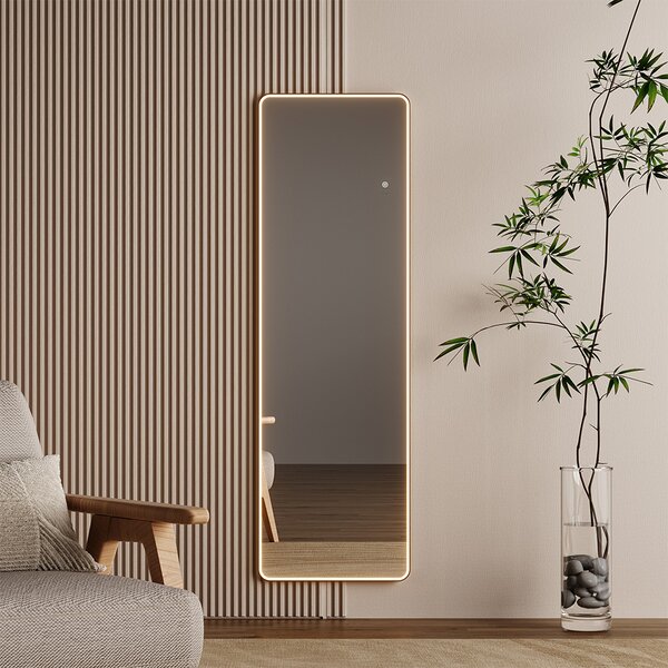 Mereo, Oglindă pătrată Mereo 500x1700 mm, iluminare LED, suspendată și de stat, ramă neagră, MER-CN188