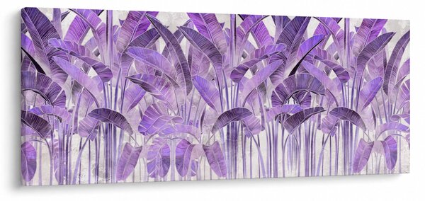 Tablou - Frunze violet în tencuială (120x50 cm)