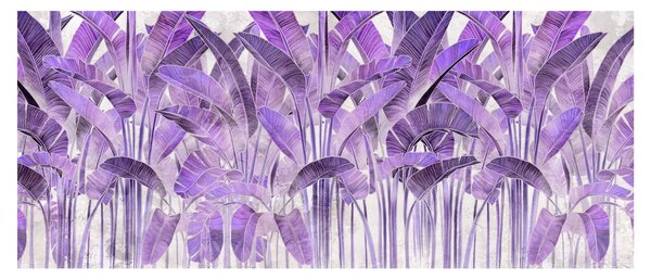 Tablou - Frunze violet în tencuială (120x50 cm)