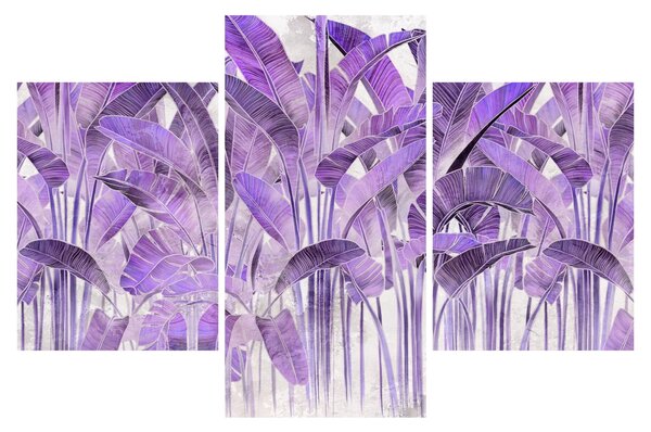 Tablou - Frunze violet în tencuială (90x60 cm)