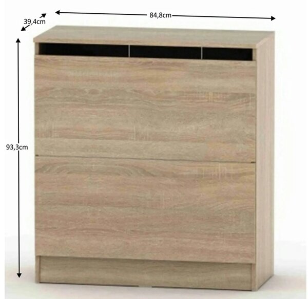 Dulap BETTY 2 BE-02-040, stejar sonoma, DTD laminat, cu 2 usi, 85x39x9