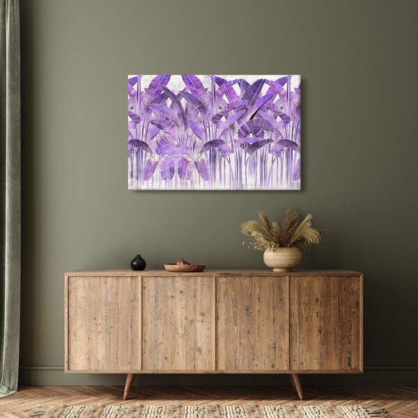 Tablou - Frunze violet în tencuială (90x60 cm)