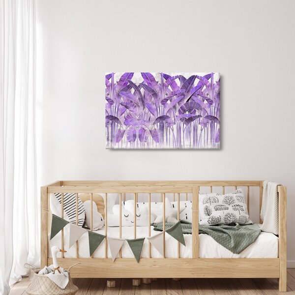Tablou - Frunze violet în tencuială (90x60 cm)