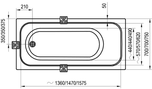 Ravak Chrome cada dreptunghiulară 150x70 cm alb C721000000