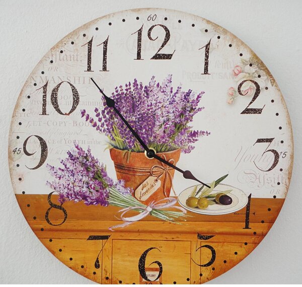 Ceas din lemn lavanda vis MDF . Fi 30 cm