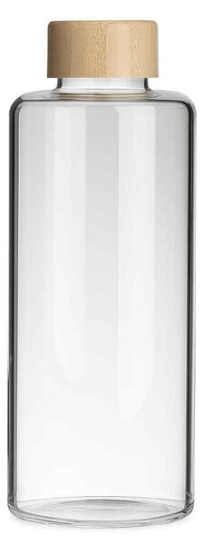 Sticla Pufo Hydrate pentru apa sau lichide din material borosilicat, capac bambus, 1L
