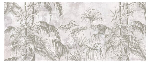 Tablou - Plante tropicale pe perete gri (120x50 cm)