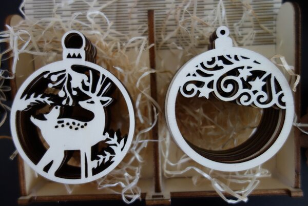 Decorațiuni vintage pentru bradul de Crăciun din lemn, 1 set - 12 bucăți STYLESA PR042