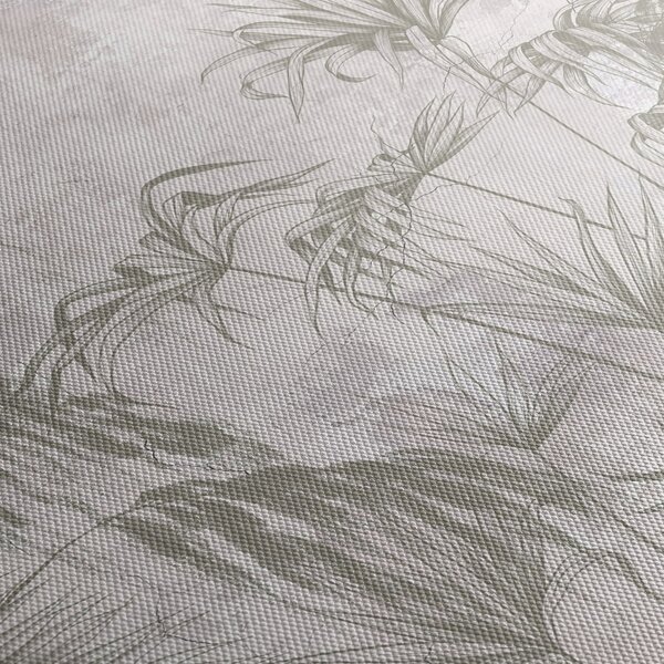 Tablou - Plante tropicale pe perete gri (90x60 cm)