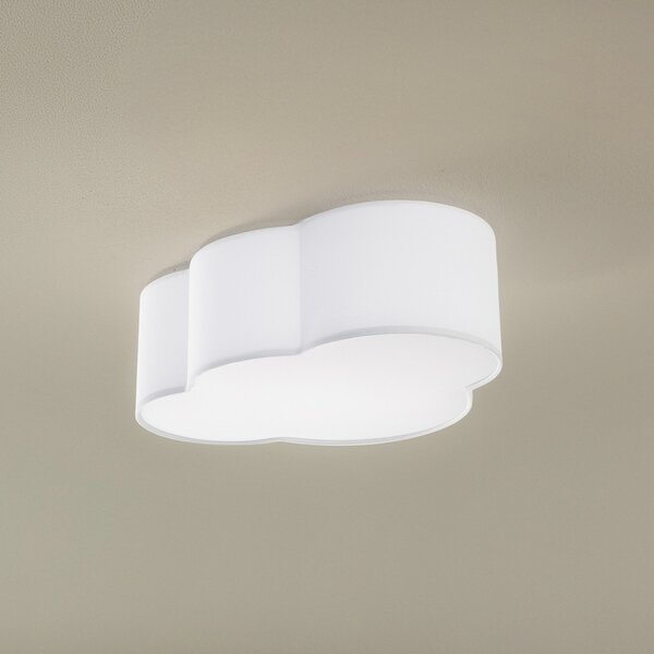 TK Lighting Plafonieră Cloud, material textil, 41 x 31 cm, alb, reglabil, Alb, Camera de zi / sufragerie, Țesătură / Textil, Viața tânără