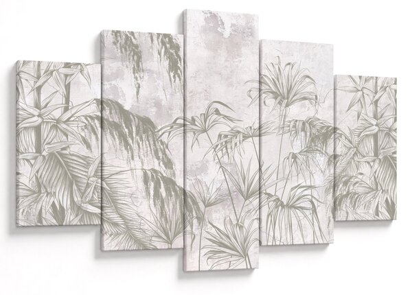 Tablou - Plante tropicale pe perete gri (150x105 cm)