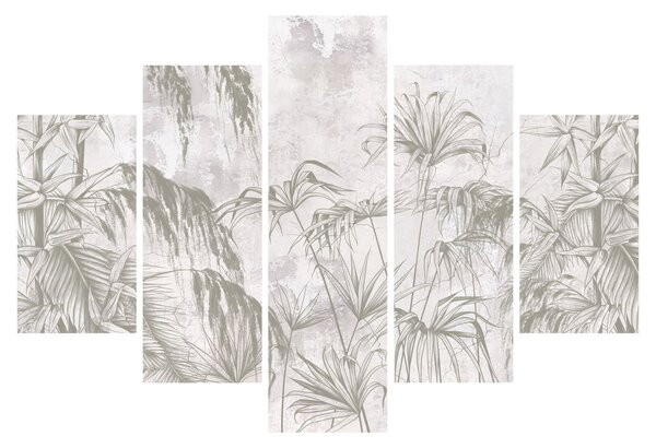 Tablou - Plante tropicale pe perete gri (150x105 cm)