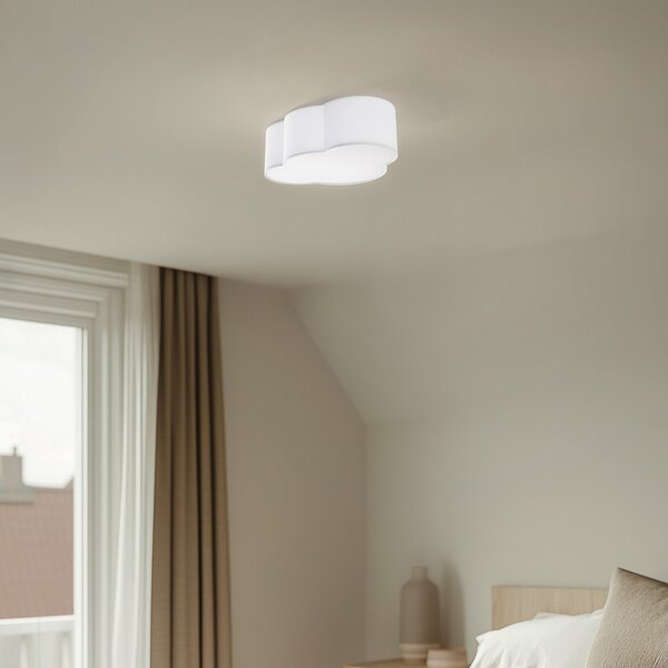 TK Lighting Plafonieră Cloud, material textil, 41 x 31 cm, alb, reglabil, Alb, Camera de zi / sufragerie, Țesătură / Textil, Viața tânără