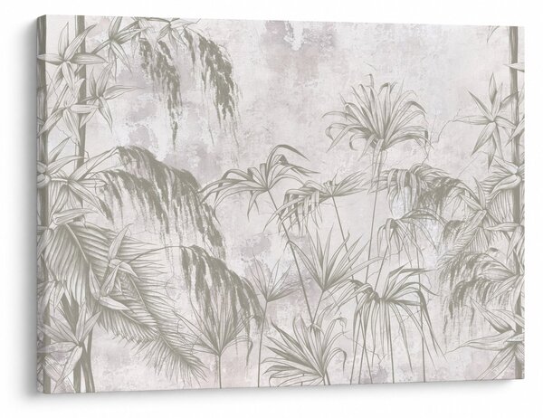 Tablou - Plante tropicale pe perete gri (70x50 cm)