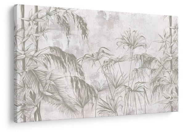 Tablou - Plante tropicale pe perete gri (90x60 cm)