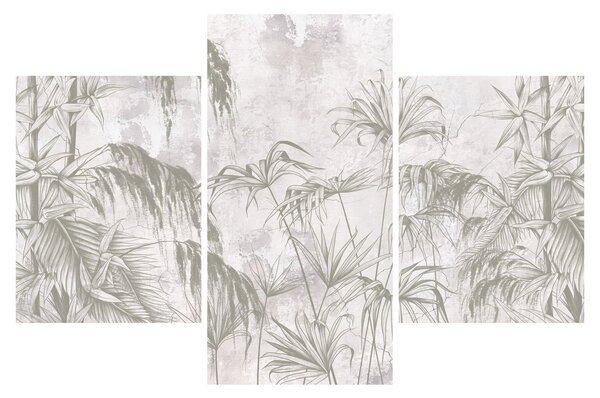 Tablou - Plante tropicale pe perete gri (90x60 cm)