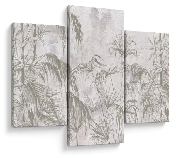 Tablou - Plante tropicale pe perete gri (90x60 cm)