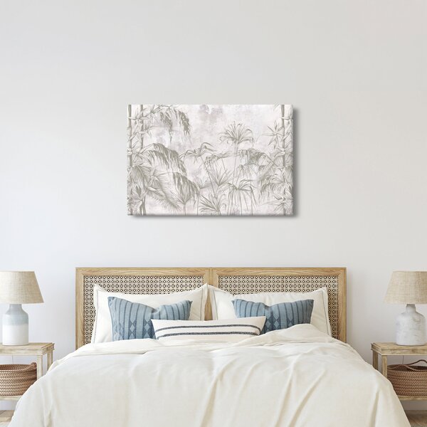 Tablou - Plante tropicale pe perete gri (90x60 cm)