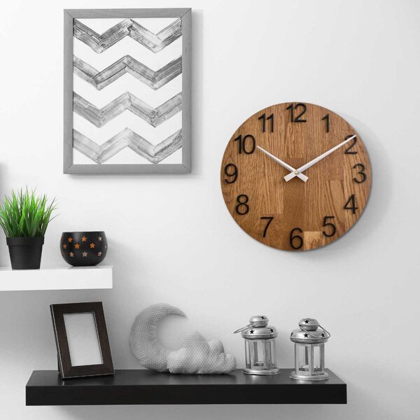 Ceas de perete din stejar masiv, design minimalist | UNITARIY