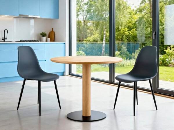 Set 4 scaune gri ardezie OSAKA cu picioare negre
