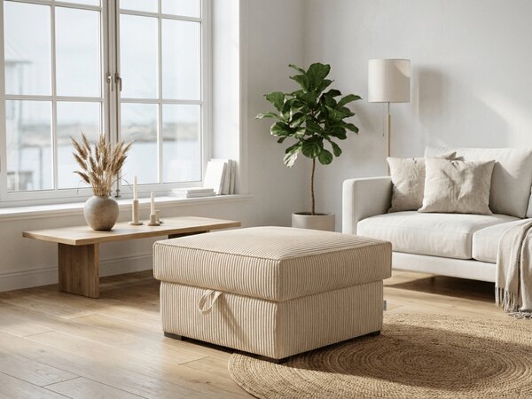Taburet crem SMART COSARO cu spatiu de depozitare 65x65 cm