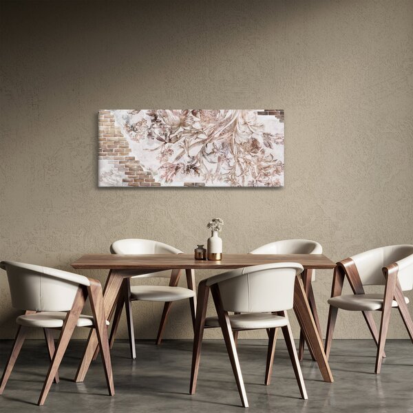 Tablou - Frescă florală pe un perete de cărămidă (120x50 cm)