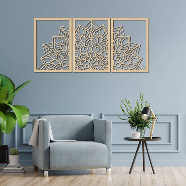 Mandala florală din 3 piese pentru perete | FLOFER