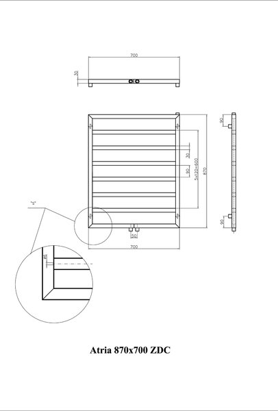 Luxrad Atria ZDC calorifer de baie decorativ 87x70 cm alb ATR8707009003ZDC
