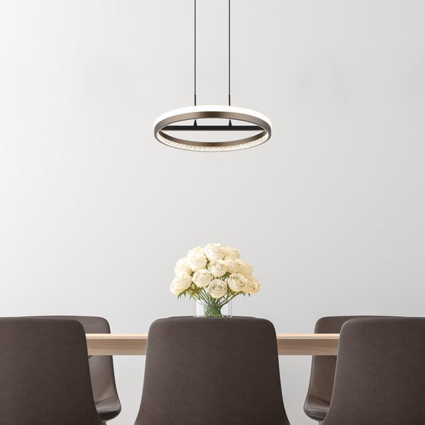 Globo Della Lampă suspendată LED, Ø 40 cm, gri închis, metal, Gri, Camera de zi / sufragerie, Modern
