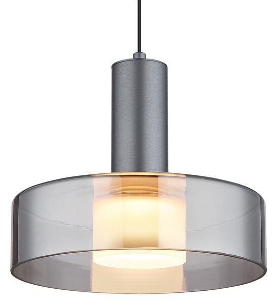 Globo Grant Lampă suspendată LED, Ø 22 cm, gri fumuriu, sticlă, Gri, Camera de zi / sufragerie, Aluminiu