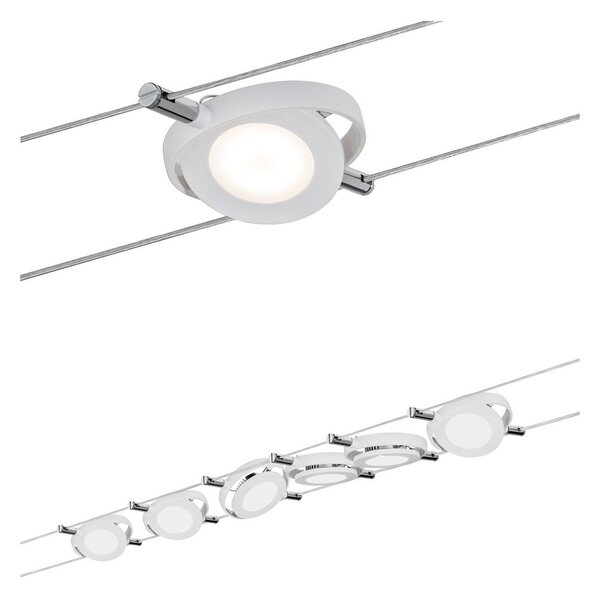 Paulmann RoundMac sistem LED cu cabluri, 6 becuri, Metalic, Camera de zi / sufragerie, Metal, Modern