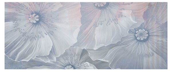 Tablou - Flori albastre pe perete (120x50 cm)