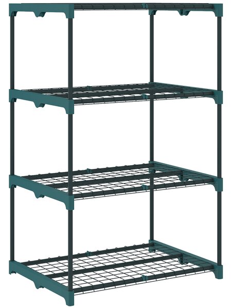 Outsunny Suport Vertical pentru Plante cu 4 Niveluri din Oțel și Plastic, Suport pentru Ghivece de Interior și Exterior, Grădină, Balcon, 67x49x105 cm, Verde Închis | Aosom Romania