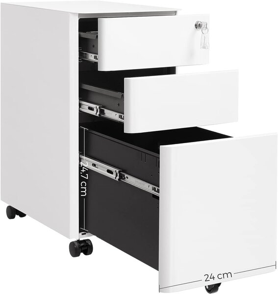 RollBox metalic -White30 - casetiera metalica de birou -3 sertare