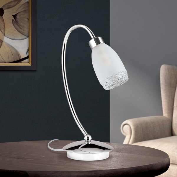 ORION Lampă de masă MARISA 1 bec cu abajur sticlă, Metalic, Camera de zi / sufragerie, Metal, Modern