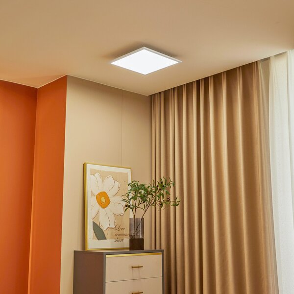 Lindby Panou LED Lamin, alb, 40 cm, CCT, dimabil, telecomandă, reglabil, Alb, Camera de zi / sufragerie, Metal, Modern