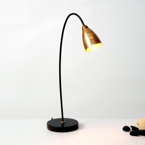 Holländer Lampă de masă Alice, abajur auriu, Maro / Rugină, Camera de zi / sufragerie, Metal, Modern