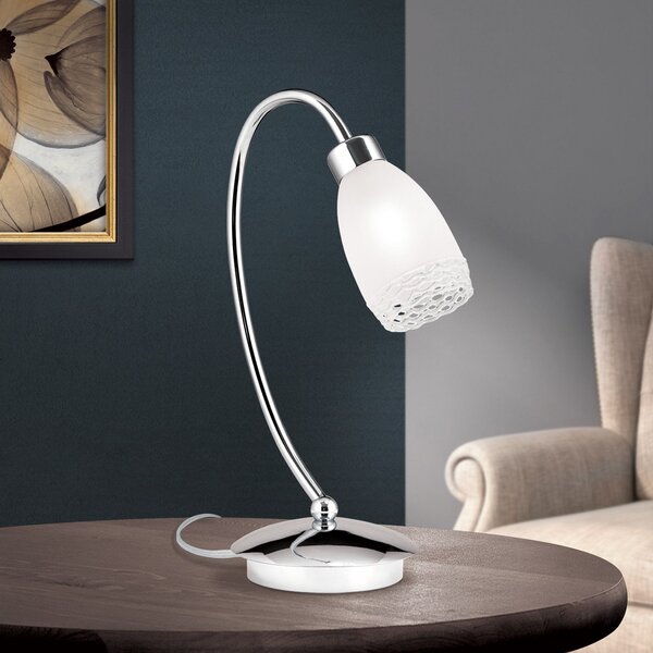 ORION Lampă de masă MARISA 1 bec cu abajur sticlă, Metalic, Camera de zi / sufragerie, Metal, Modern