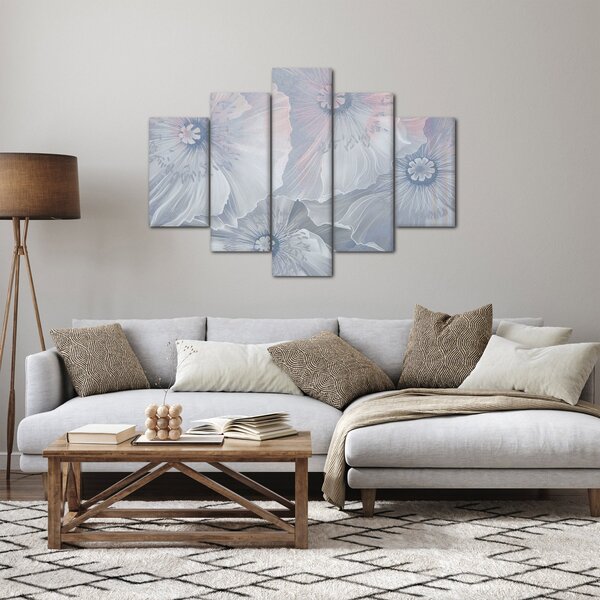 Tablou - Flori albastre pe perete (150x105 cm)