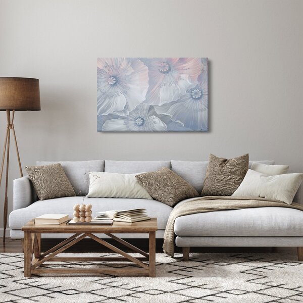 Tablou - Flori albastre pe perete (90x60 cm)