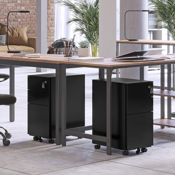 RollBox metalic -Black31 – casetiera metalica de birou -3 sertare model Drept