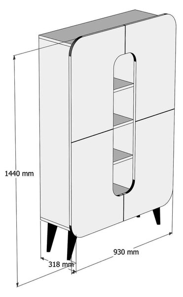 Dulap MINE, nuc, PAL melaminat, cu 2 usi, 93x32x144 cm