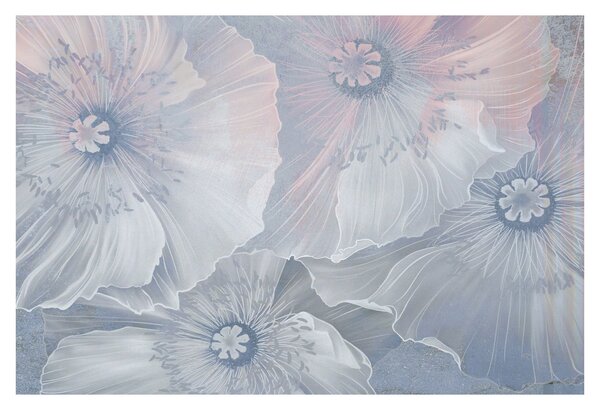 Tablou - Flori albastre pe perete (90x60 cm)