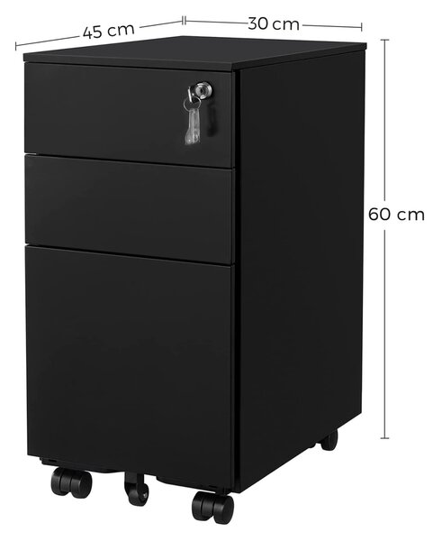RollBox metalic -Black31 – casetiera metalica de birou -3 sertare model Drept