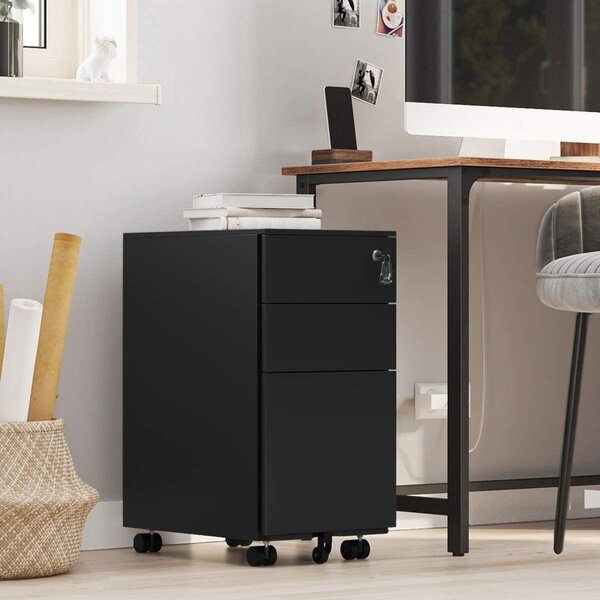 RollBox metalic -Black31 – casetiera metalica de birou -3 sertare model Drept