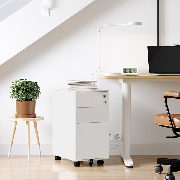 RollBox metalic -WHITE31 – casetiera metalica de birou -3 sertare model Drept