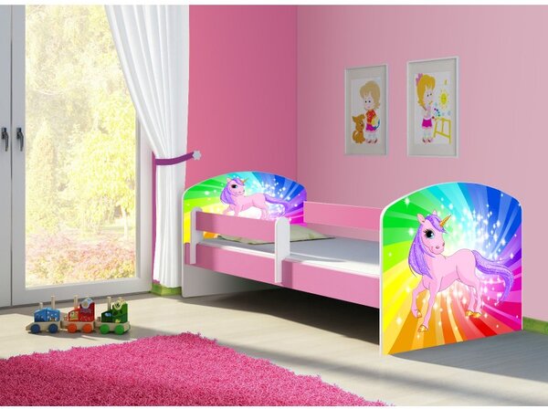 Pat copii cu saltea Unicorn Curcubeu